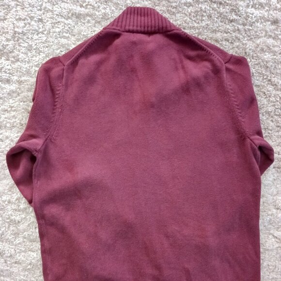 LL Bean Mens Cotton Knit Full Zip-Up Cardigan Sweater Coat Size XL Burgandy READ - Picture 2 of 8